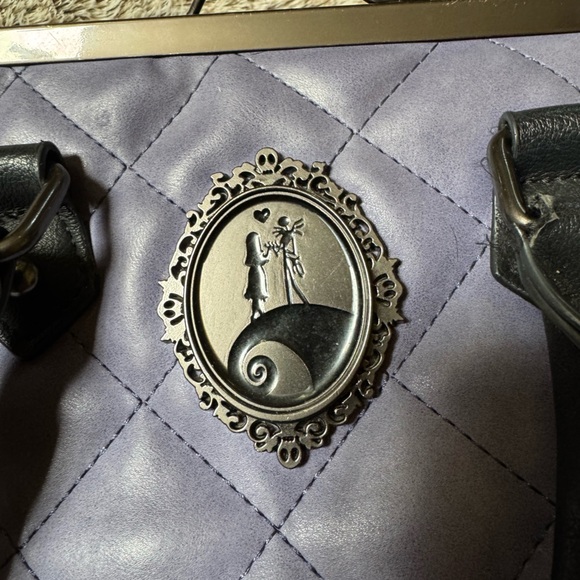 The Nightmare Before Christmas clasp Black and Purple Quilted Women's Handbag - Picture 3 of 9